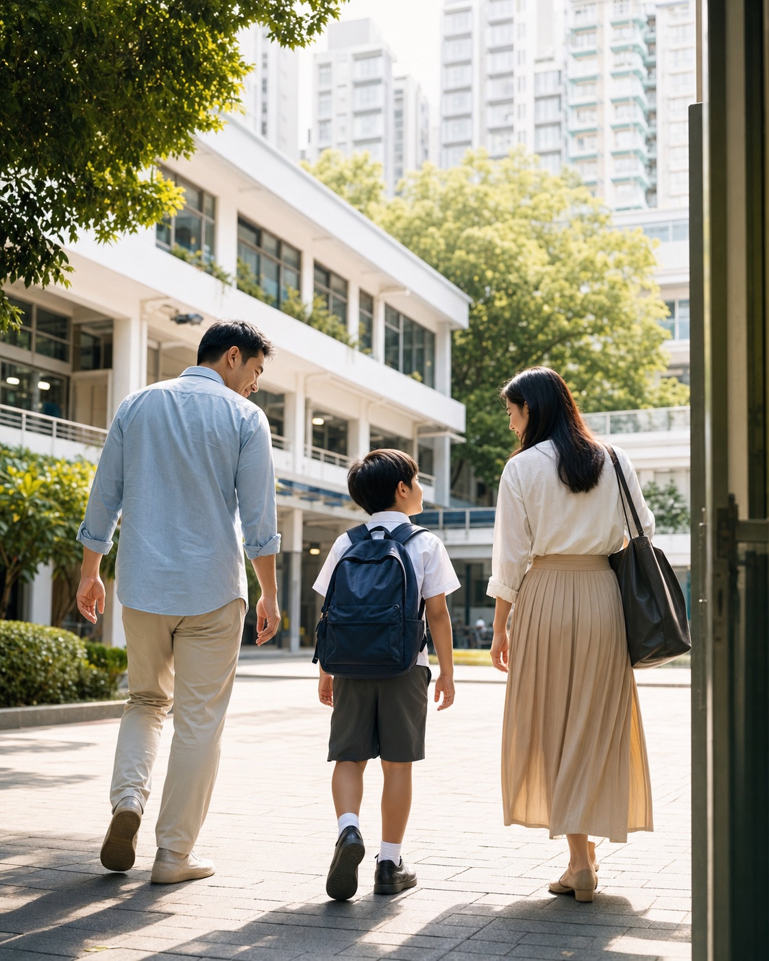 一家人走进香港校园了解学校环境